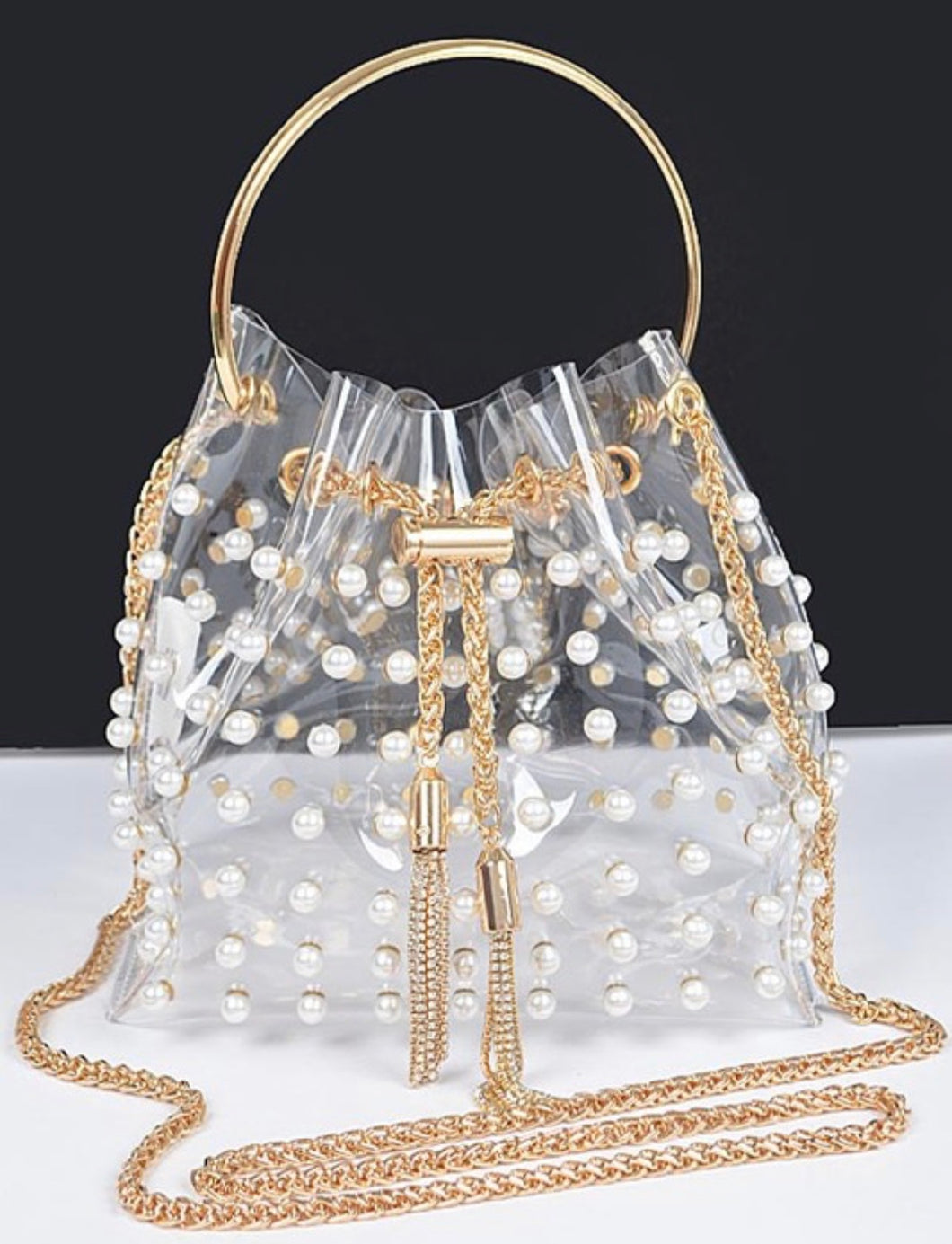 Clear Pearl Stud Crossbody Bag