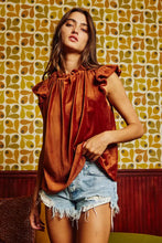 Load image into Gallery viewer, Ruffle Velvet Stretched Knit Top