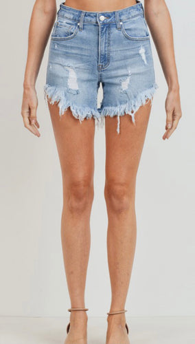 The Kendall Shorts-High Waist Frayed Hem Short