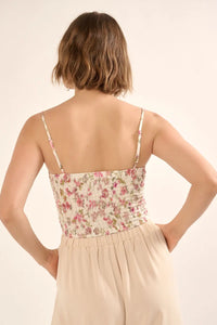 Floral Corset Style Cropped Cami Top