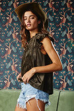 Load image into Gallery viewer, Ruffle Velvet Stretched Knit Top