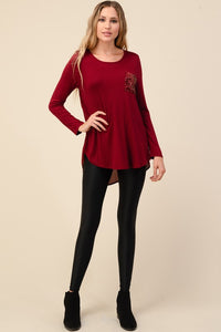 Sequin Contrast Long Sleeve Tunic