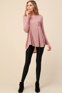Sequin Contrast Long Sleeve Tunic