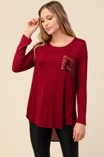 Load image into Gallery viewer, Sequin Contrast Long Sleeve Tunic