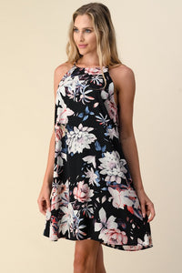 Floral Chic Halter Dress